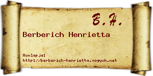 Berberich Henrietta névjegykártya